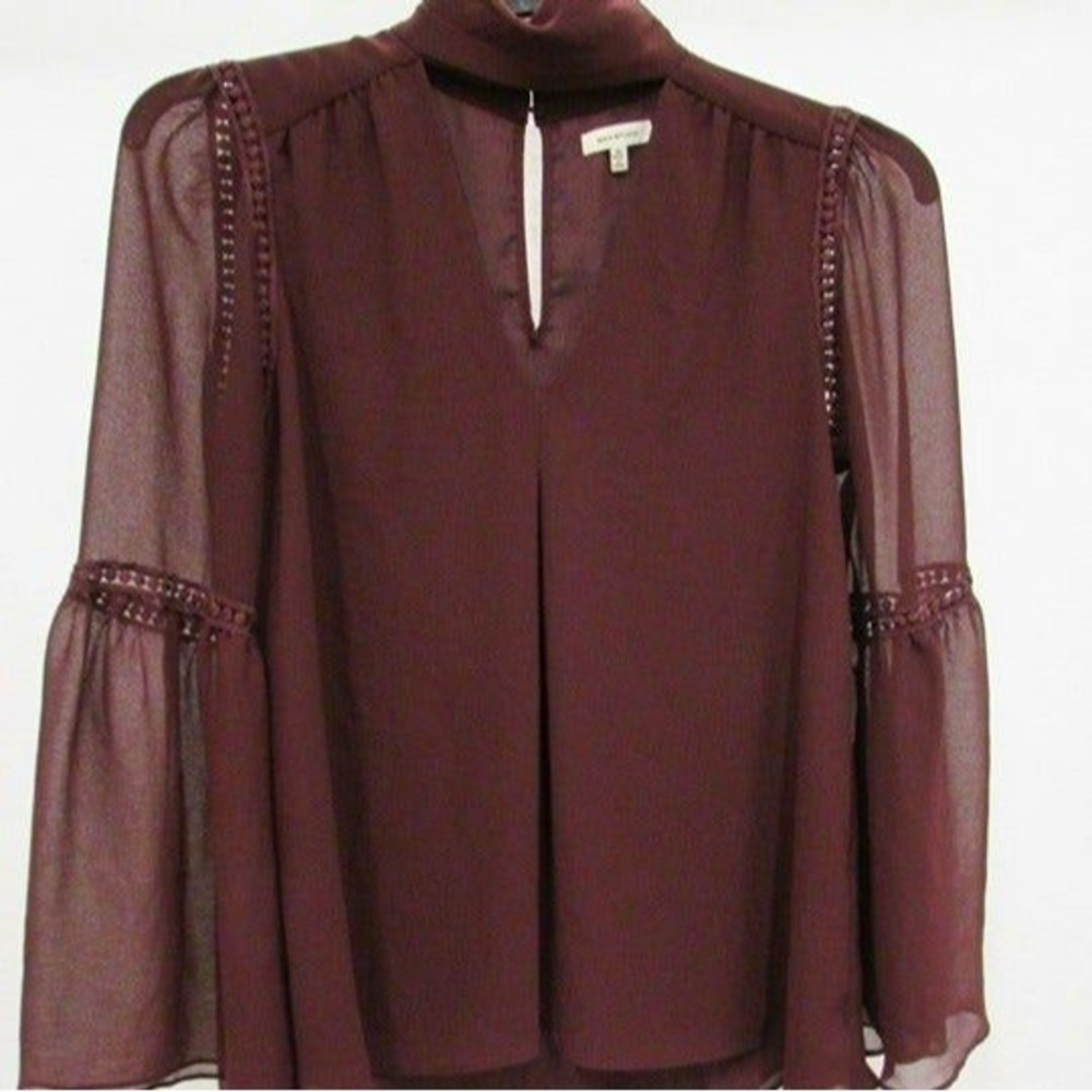 Max Studio Burgundy Blouse with Bell Sleeves Size XS